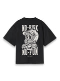No Risk No Fun Oversized Black Tshirt